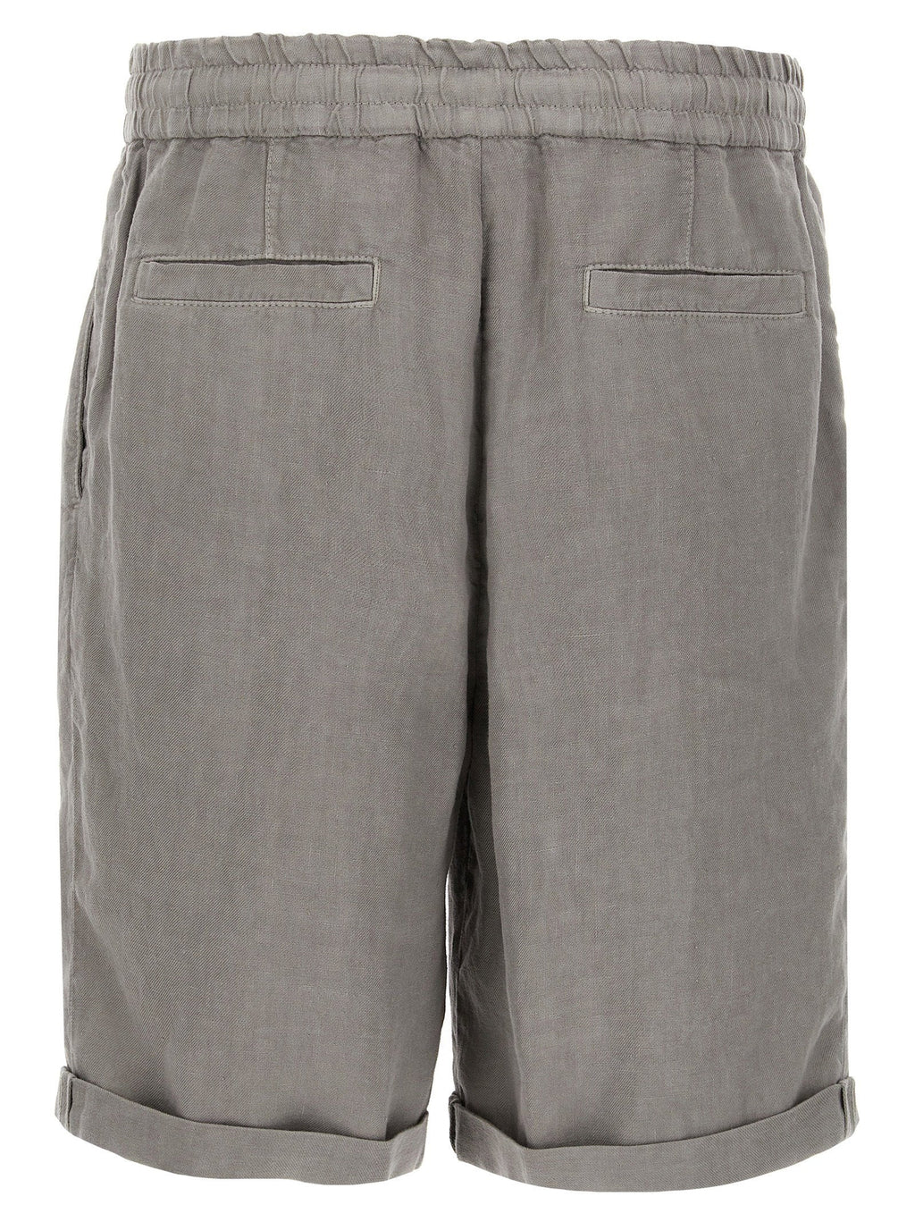 Brunello Cucinelli Garment-Dyed Linen Bermuda Shorts — Gray
