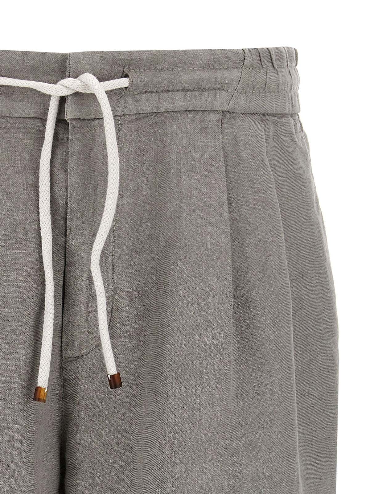 Brunello Cucinelli Garment-Dyed Linen Bermuda Shorts — Gray