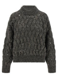 Brunello Cucinelli Dazzling Waves Sweater — charcoal