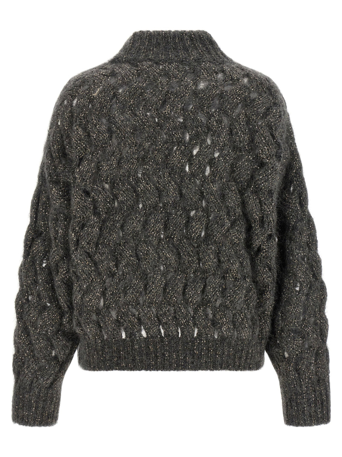 Brunello Cucinelli Dazzling Waves Sweater — charcoal