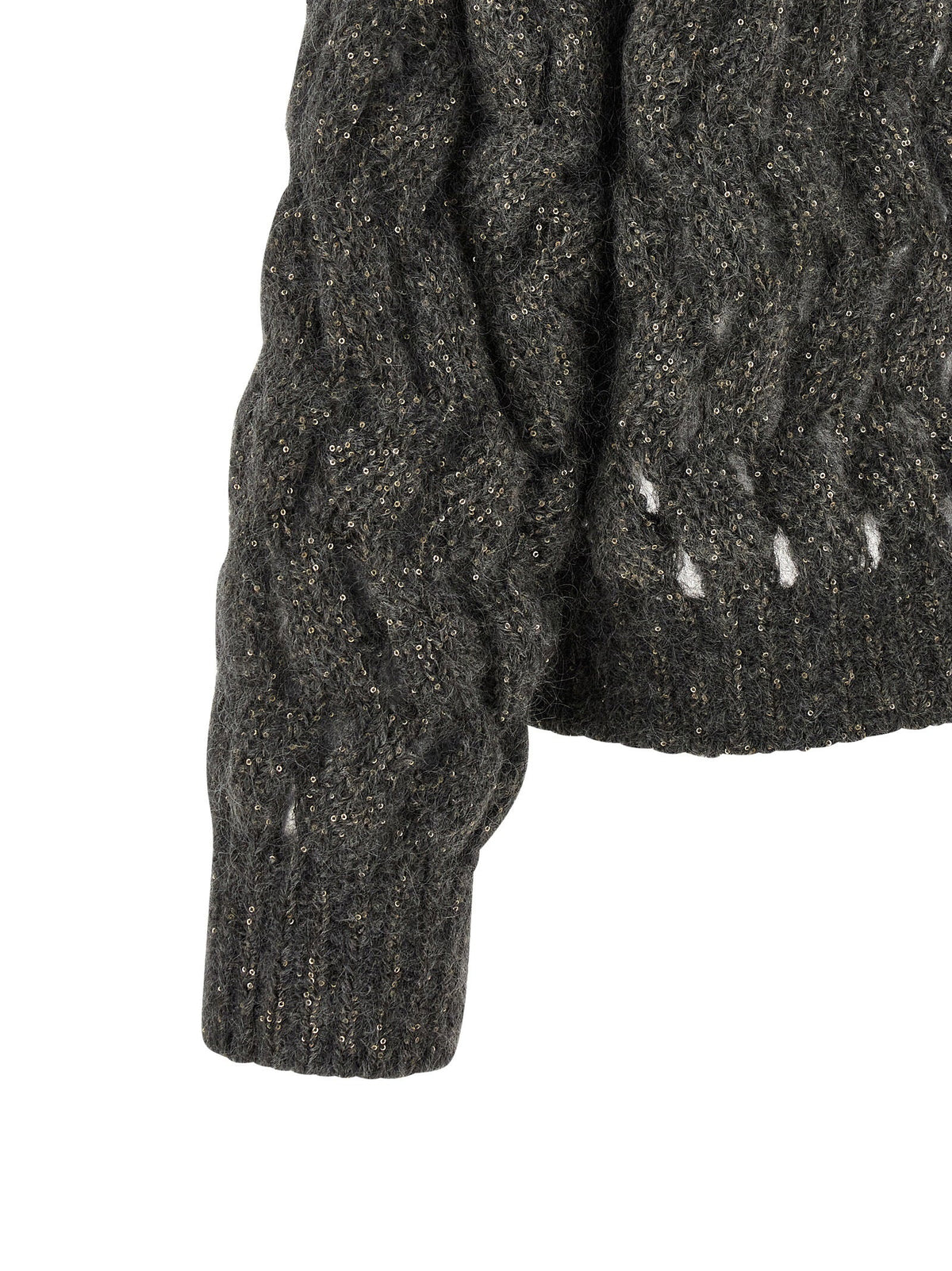 Brunello Cucinelli Dazzling Waves Sweater — charcoal