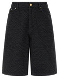 Casablanca Laser Monogram Denim Bermuda Shorts — Black
