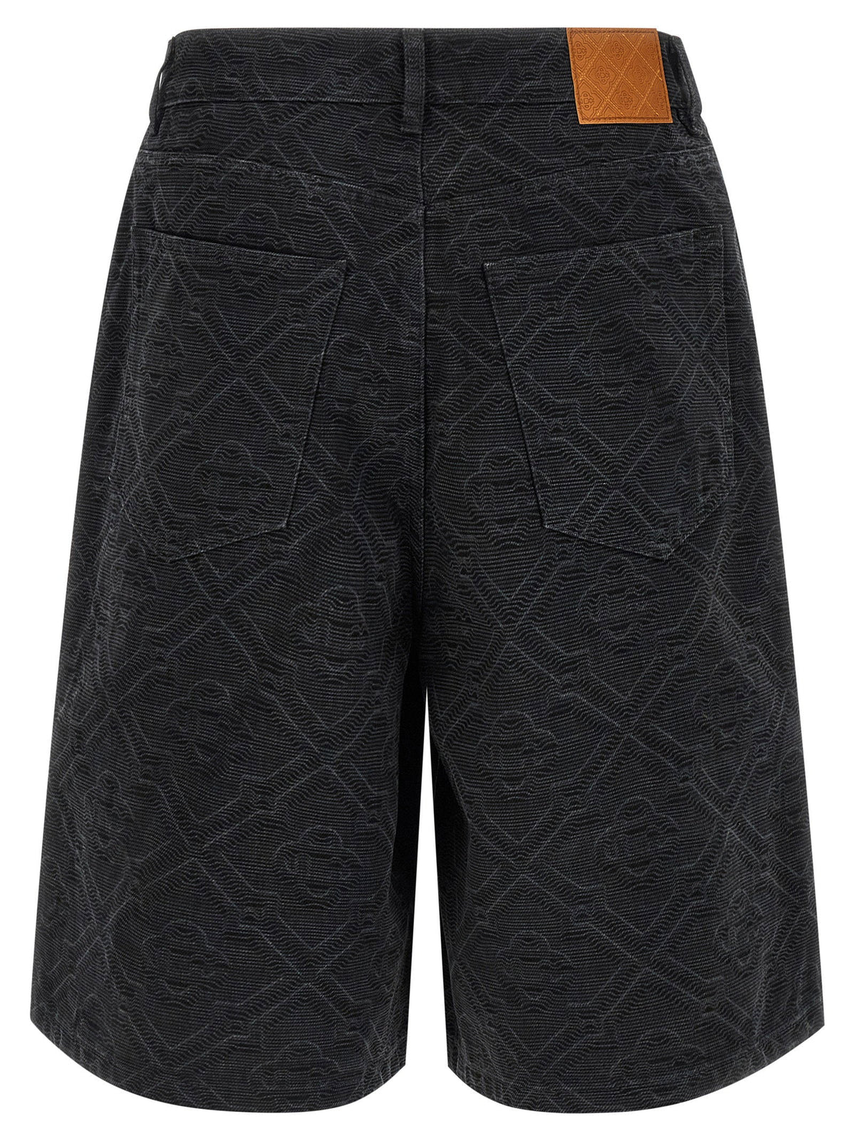 Casablanca Laser Monogram Denim Bermuda Shorts — Black