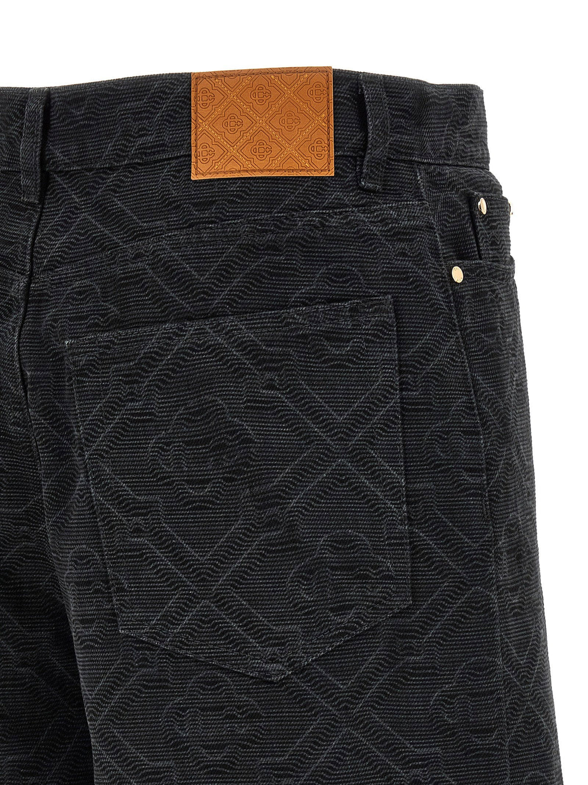 Casablanca Laser Monogram Denim Bermuda Shorts — Black