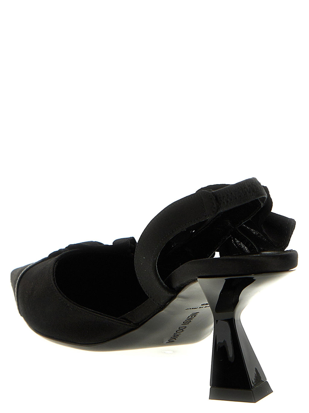 Nensi Dojaka Ruffle Satin Slingback Heel — Black