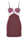 Nensi Dojaka Explosive Flower Bra Dress — Burgundy