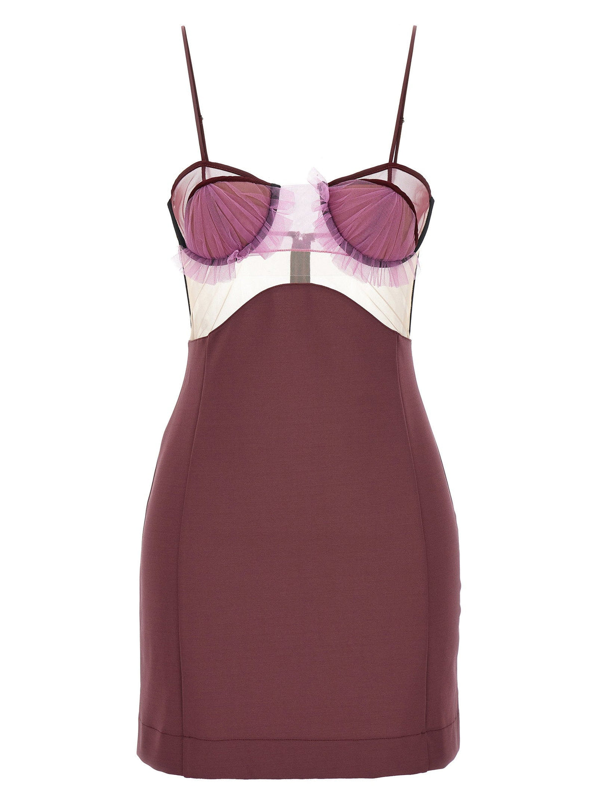 Nensi Dojaka Explosive Flower Bra Dress — Burgundy