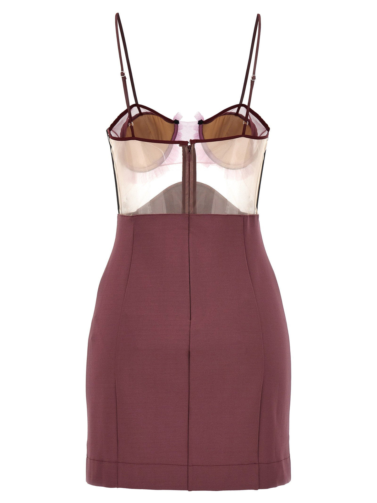 Nensi Dojaka Explosive Flower Bra Dress — Burgundy