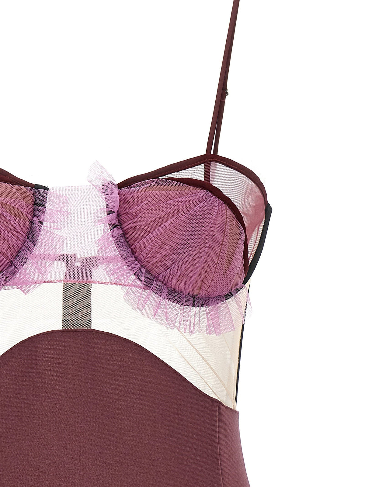 Nensi Dojaka Explosive Flower Bra Dress — Burgundy