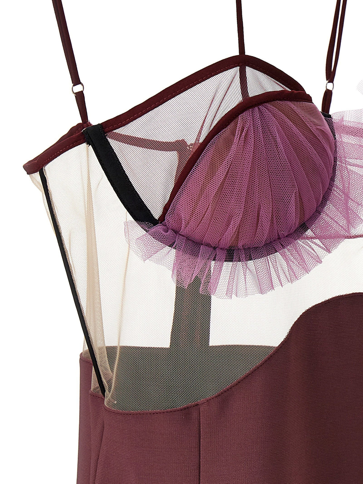 Nensi Dojaka Explosive Flower Bra Dress — Burgundy