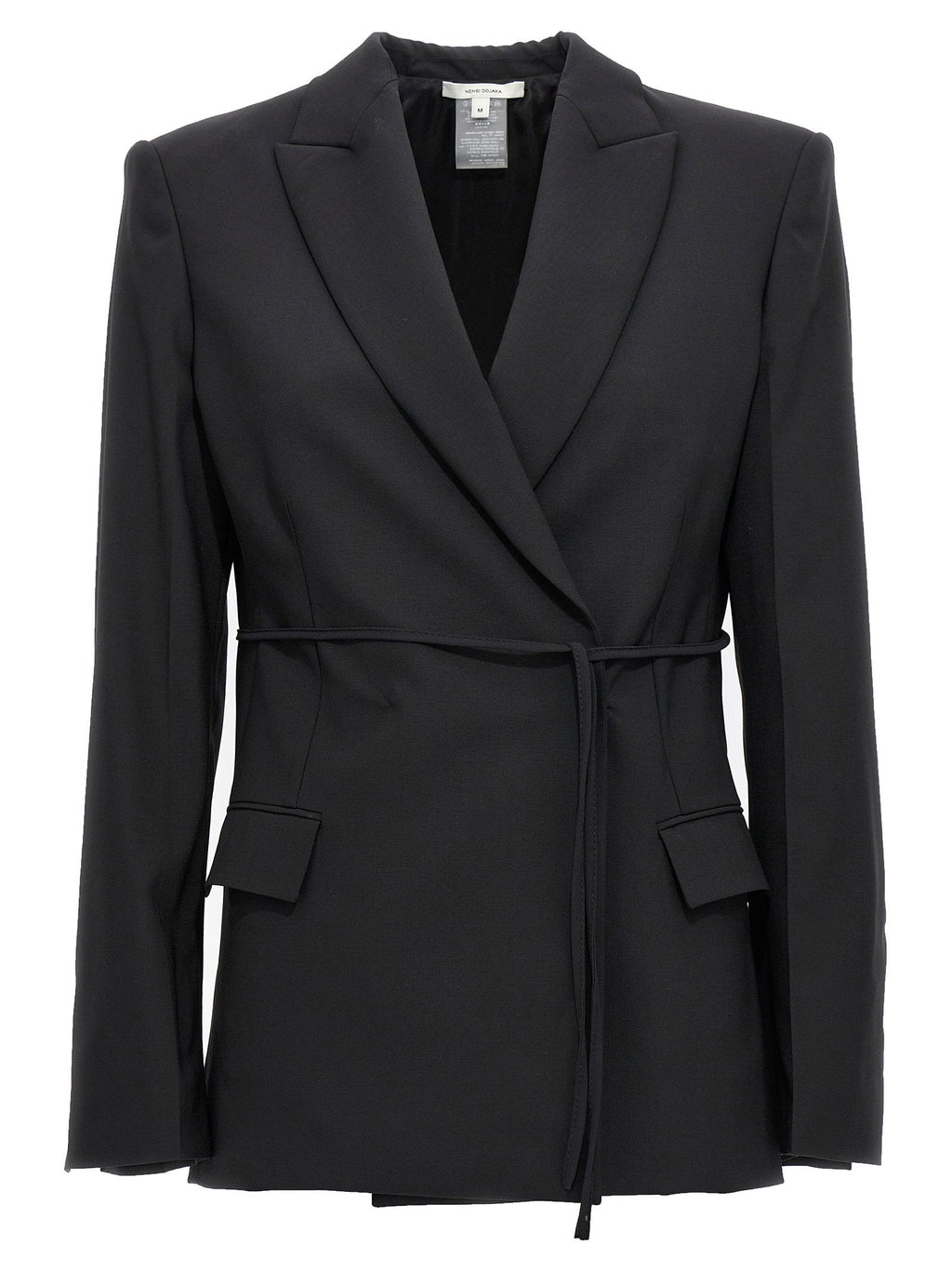 Nensi Dojaka Double-Breasted Wool Blazer — Black