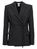 Nensi Dojaka Double-Breasted Wool Blazer — Black