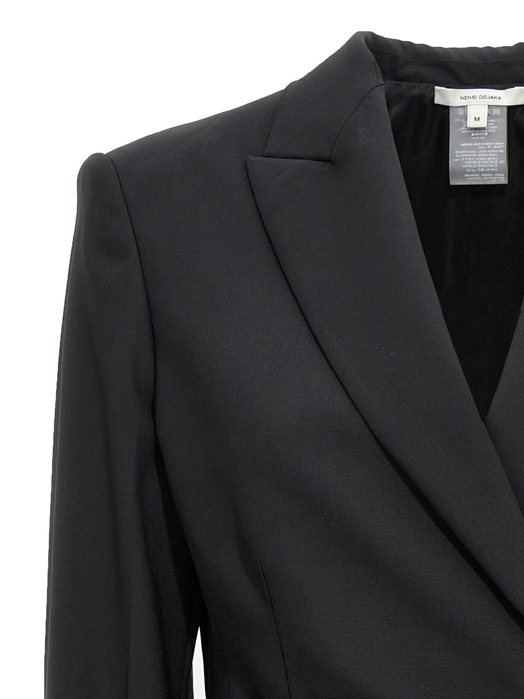 Nensi Dojaka Double-Breasted Wool Blazer — Black
