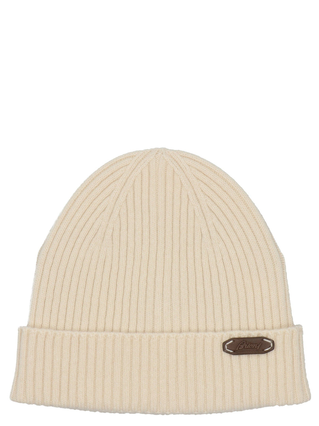 Brioni Cashmere Fisherman's Rib Beanie — Cream