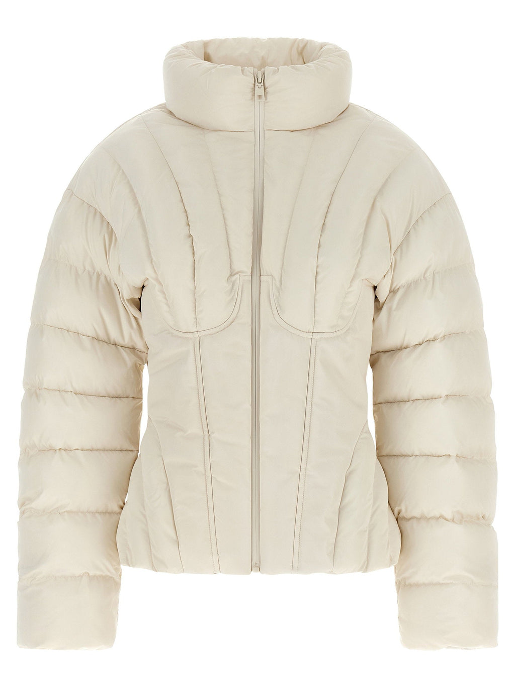 Elisabetta Franchi Quilted Down Down Jacket — Cream