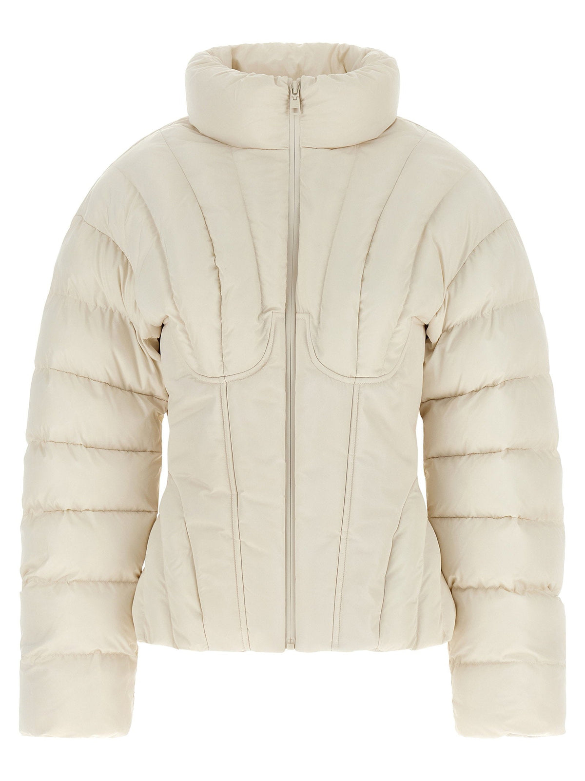Elisabetta Franchi Quilted Down Down Jacket — Cream