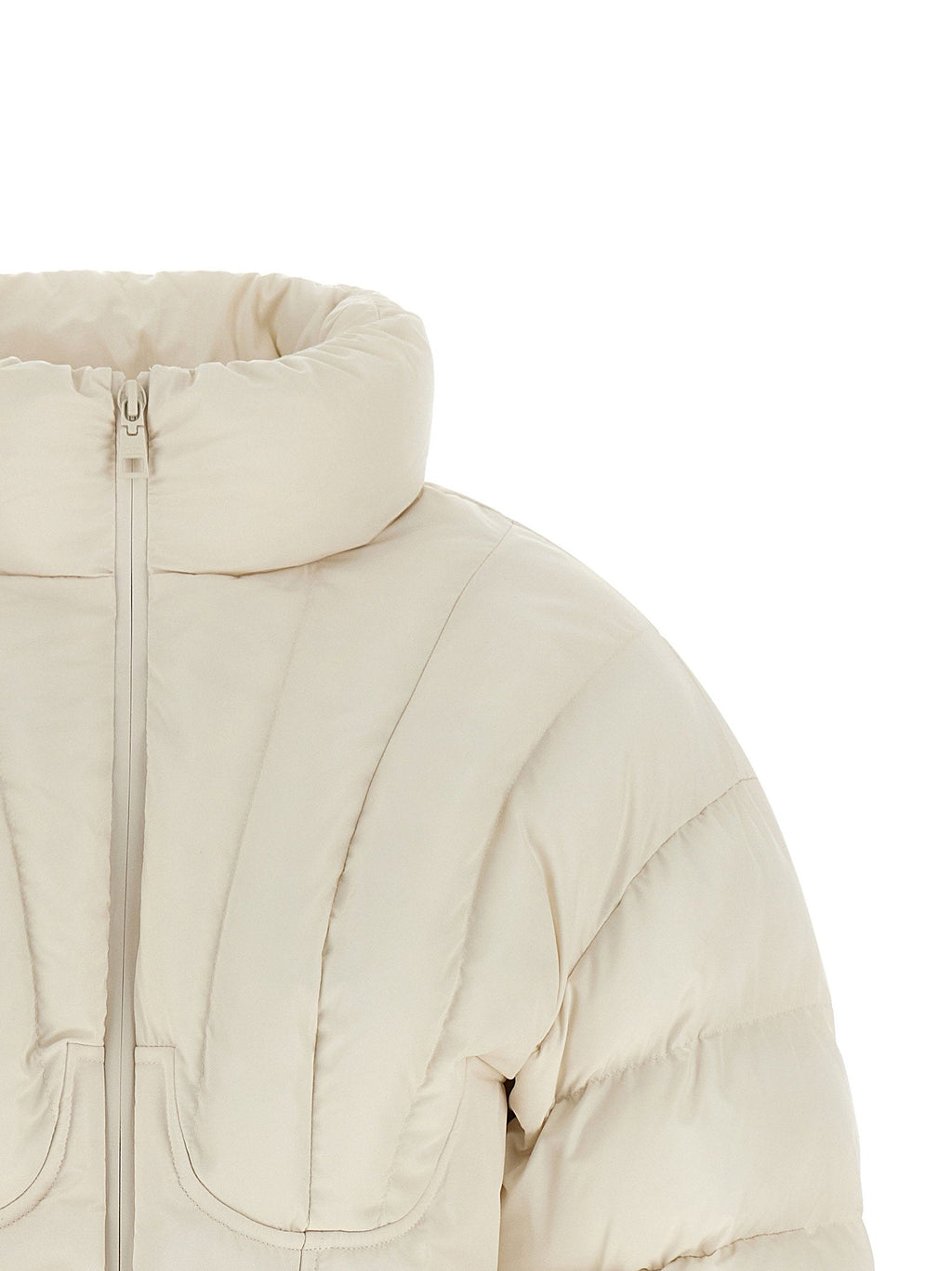 Elisabetta Franchi Quilted Down Down Jacket — Cream