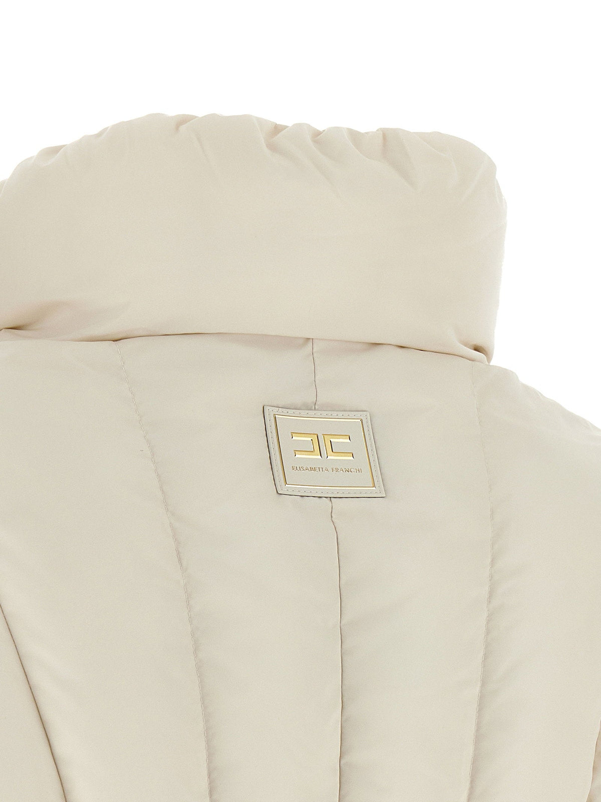 Elisabetta Franchi Quilted Down Down Jacket — Cream