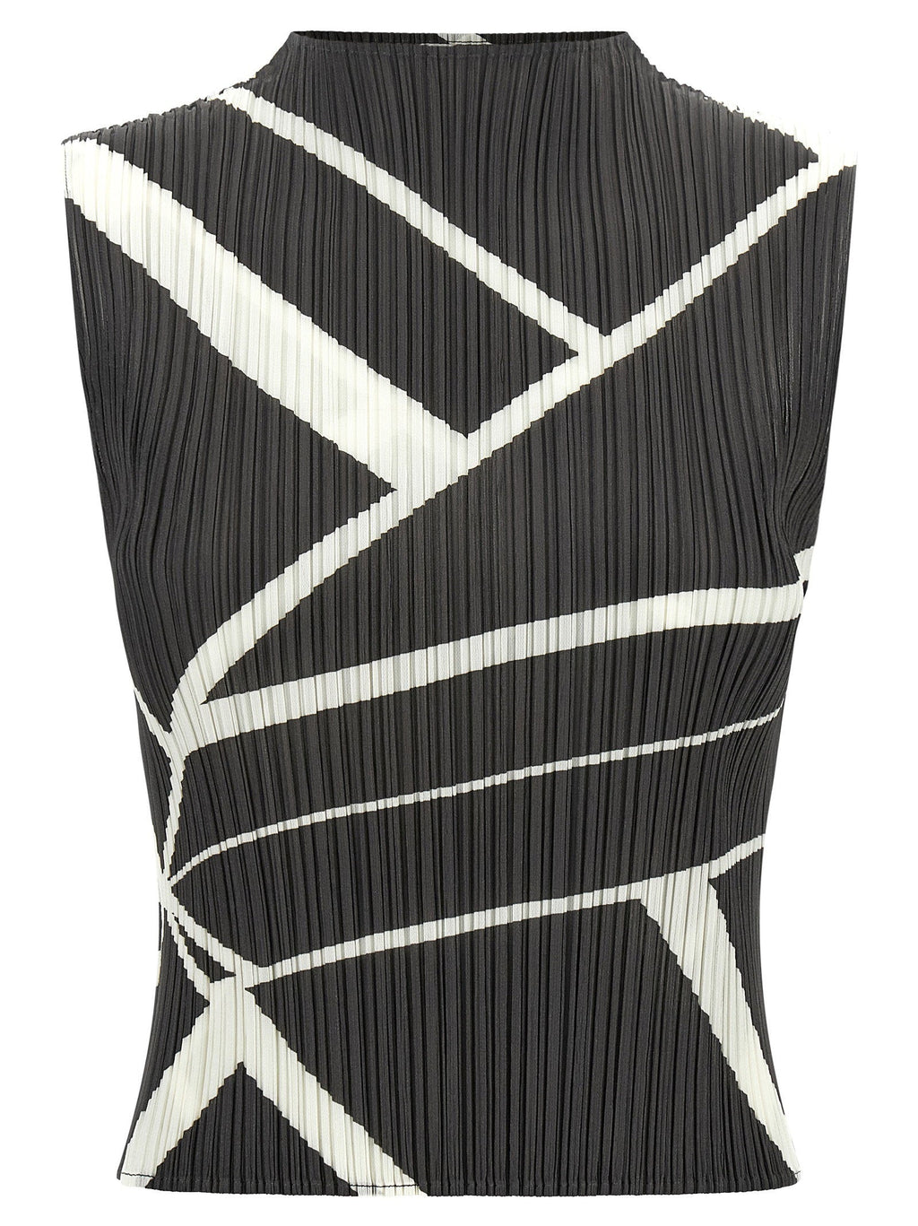 Pleats Please Issey Miyake Fold Line Blouse — Charcoal Grey