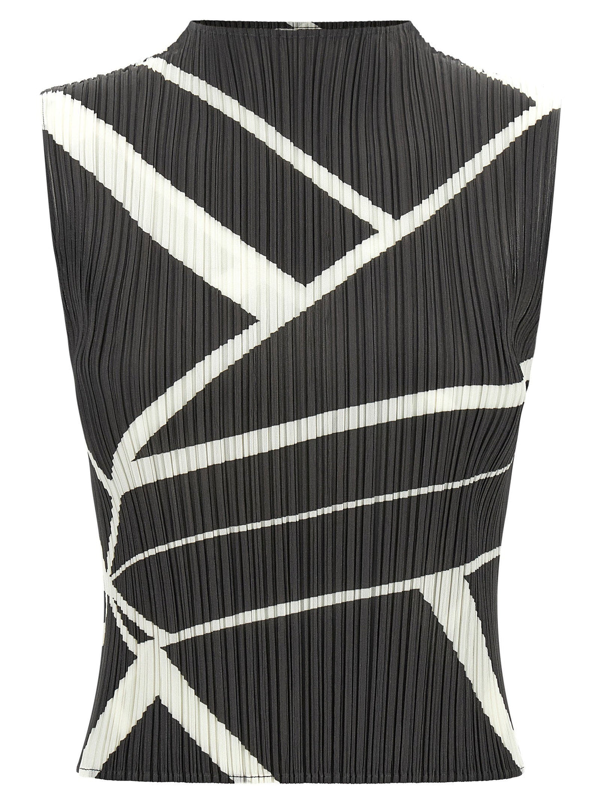 Pleats Please Issey Miyake Fold Line Blouse — Charcoal Grey