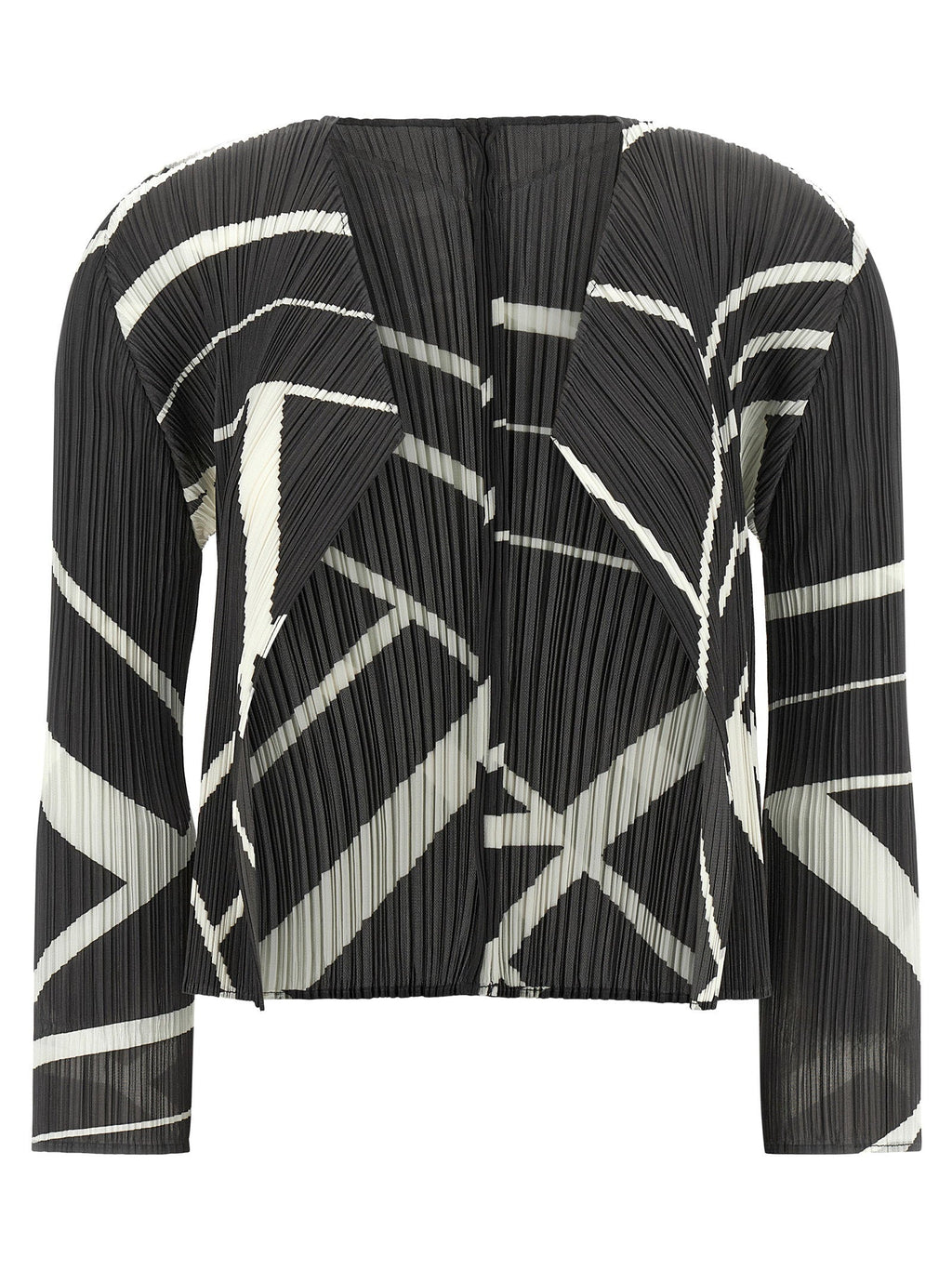Pleats Please Issey Miyake Fold Line Cardigan — Black