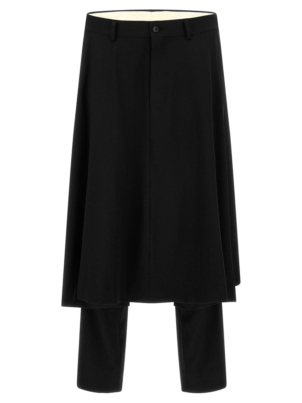 Comme Des Garçons Homme Plus Hybrid Wool Skirt Panel Trousers — Black