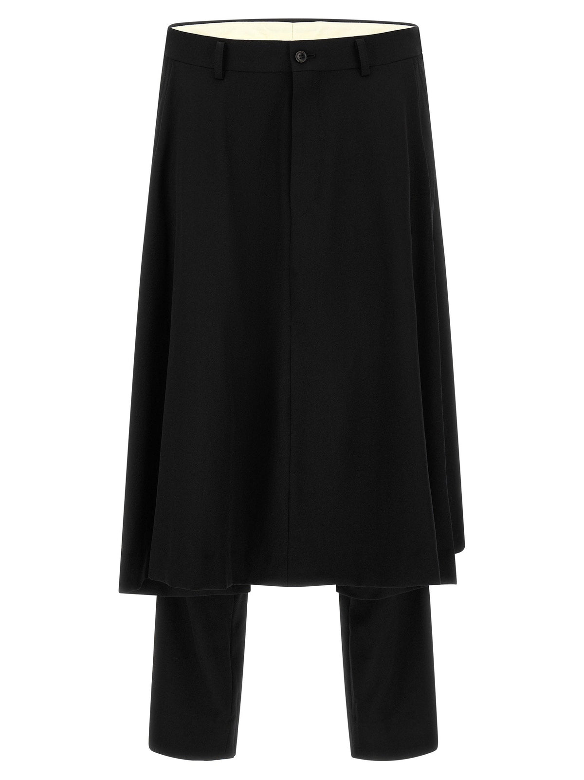 Comme Des Garçons Homme Plus Hybrid Wool Skirt Panel Trousers — Black