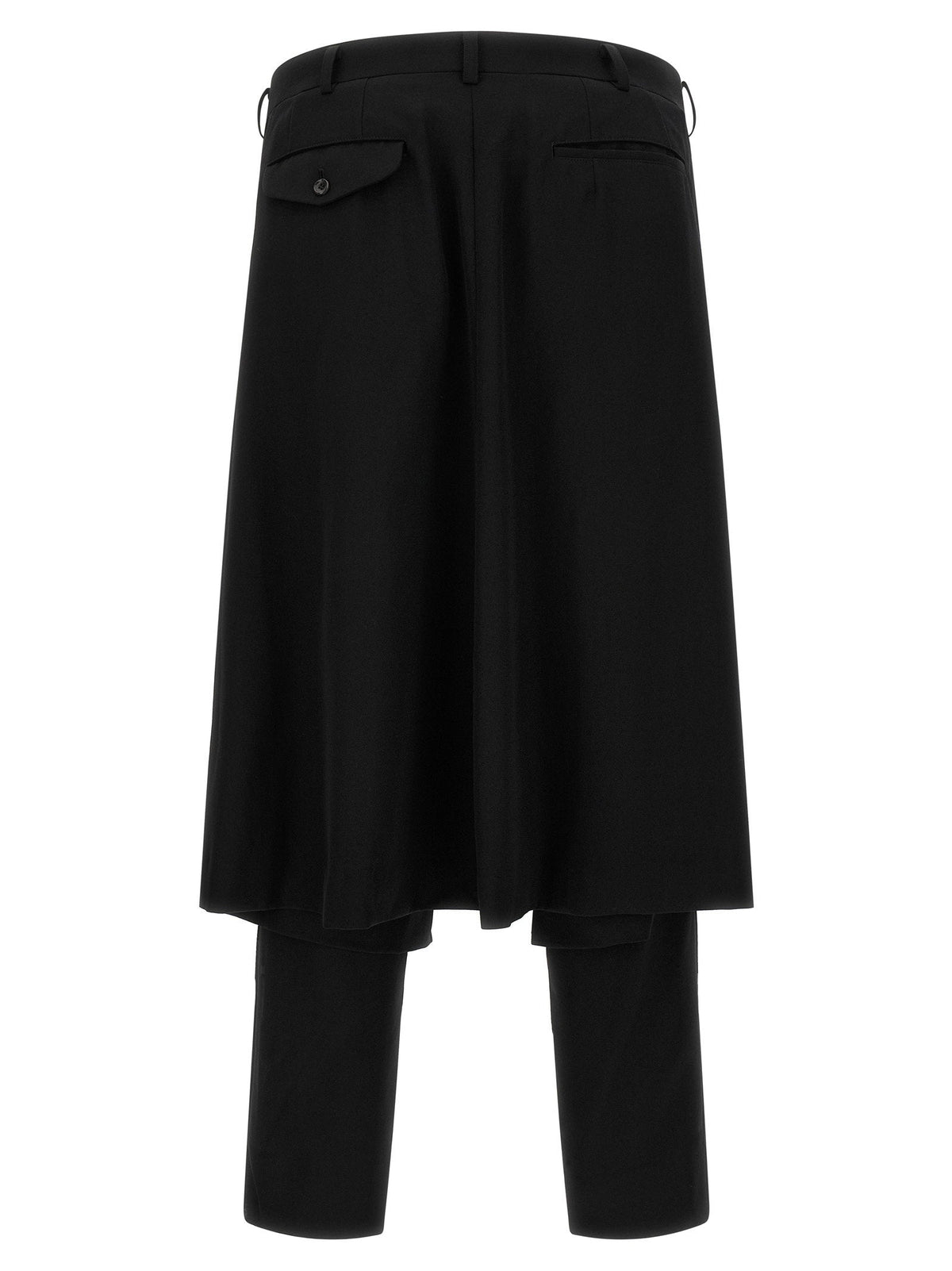 Comme Des Garçons Homme Plus Hybrid Wool Skirt Panel Trousers — Black