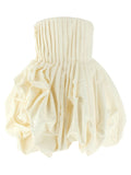 Carolina Herrera Off-Shoulder Pleated Silk Faille Minidress — Cream