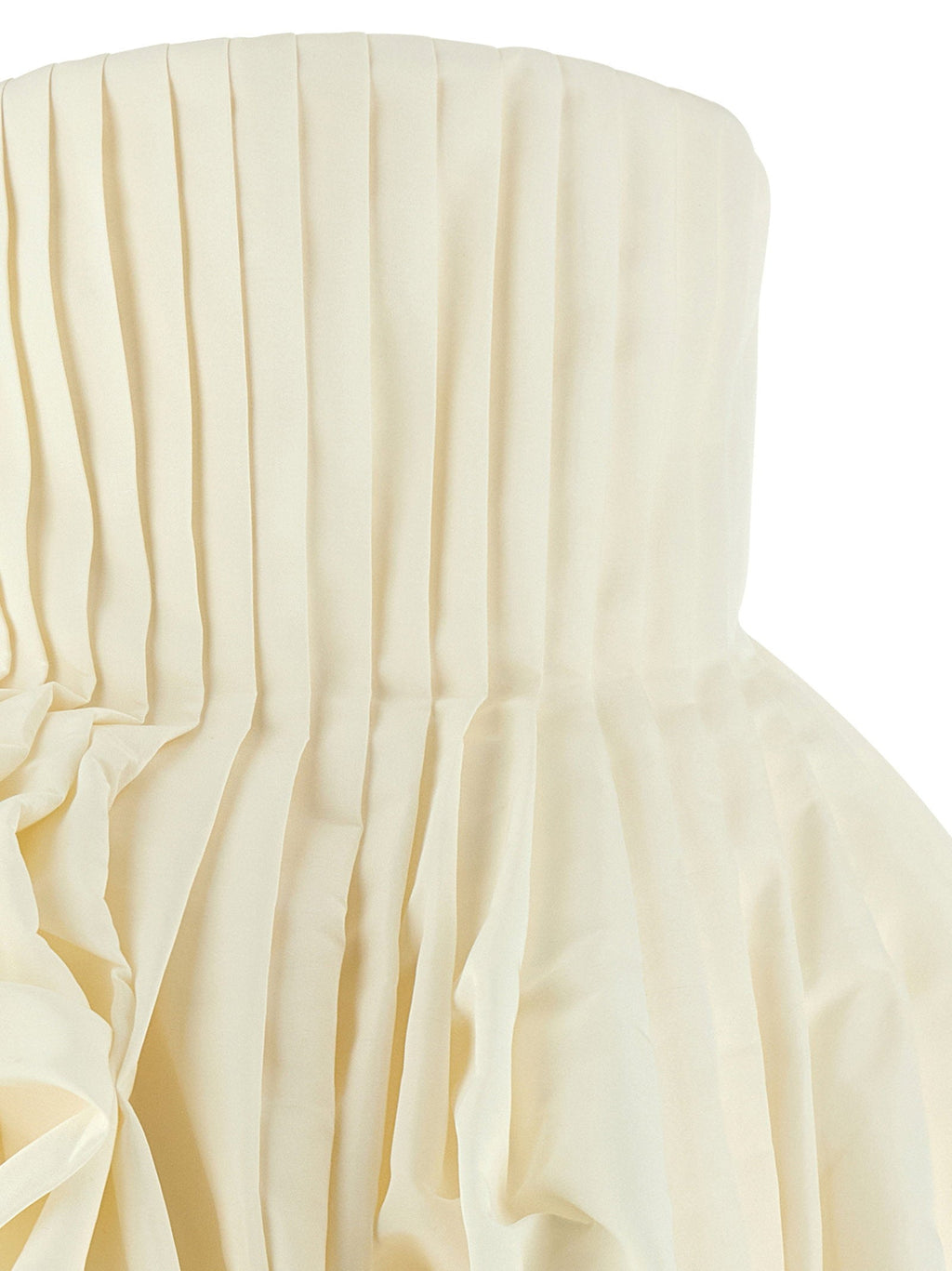 Carolina Herrera Off-Shoulder Pleated Silk Faille Minidress — Cream