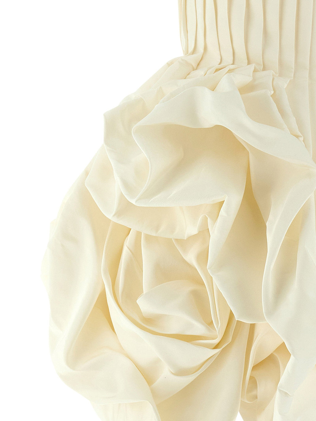 Carolina Herrera Off-Shoulder Pleated Silk Faille Minidress — Cream