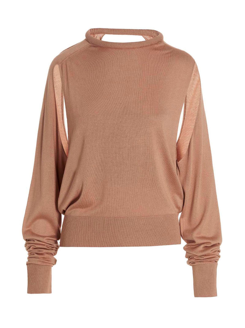 Ramael Silk Cut-Out Sweater — Beige