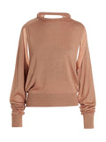 Ramael Silk Cut-Out Sweater — Beige
