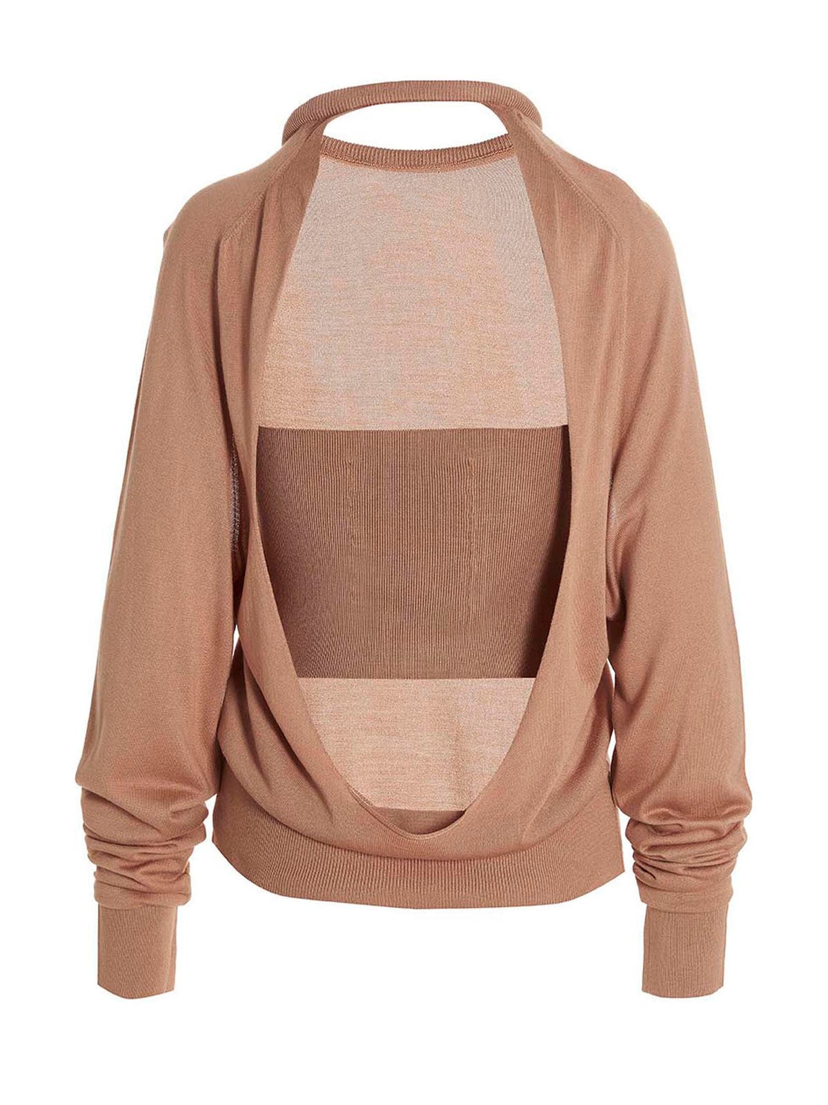 Ramael Silk Cut-Out Sweater — Beige