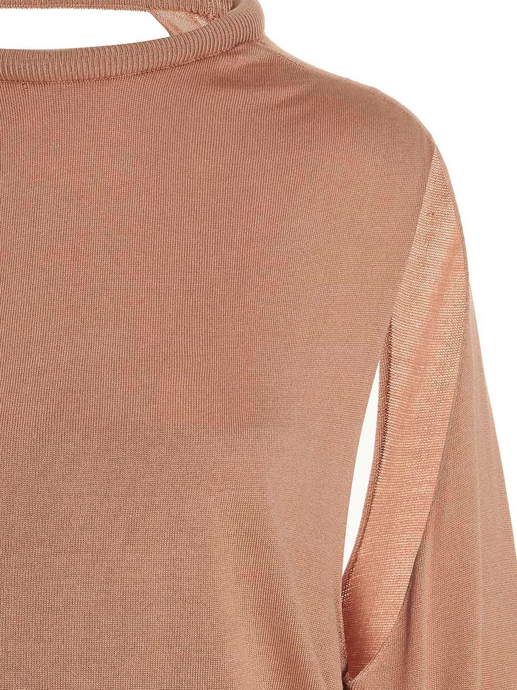 Ramael Silk Cut-Out Sweater — Beige