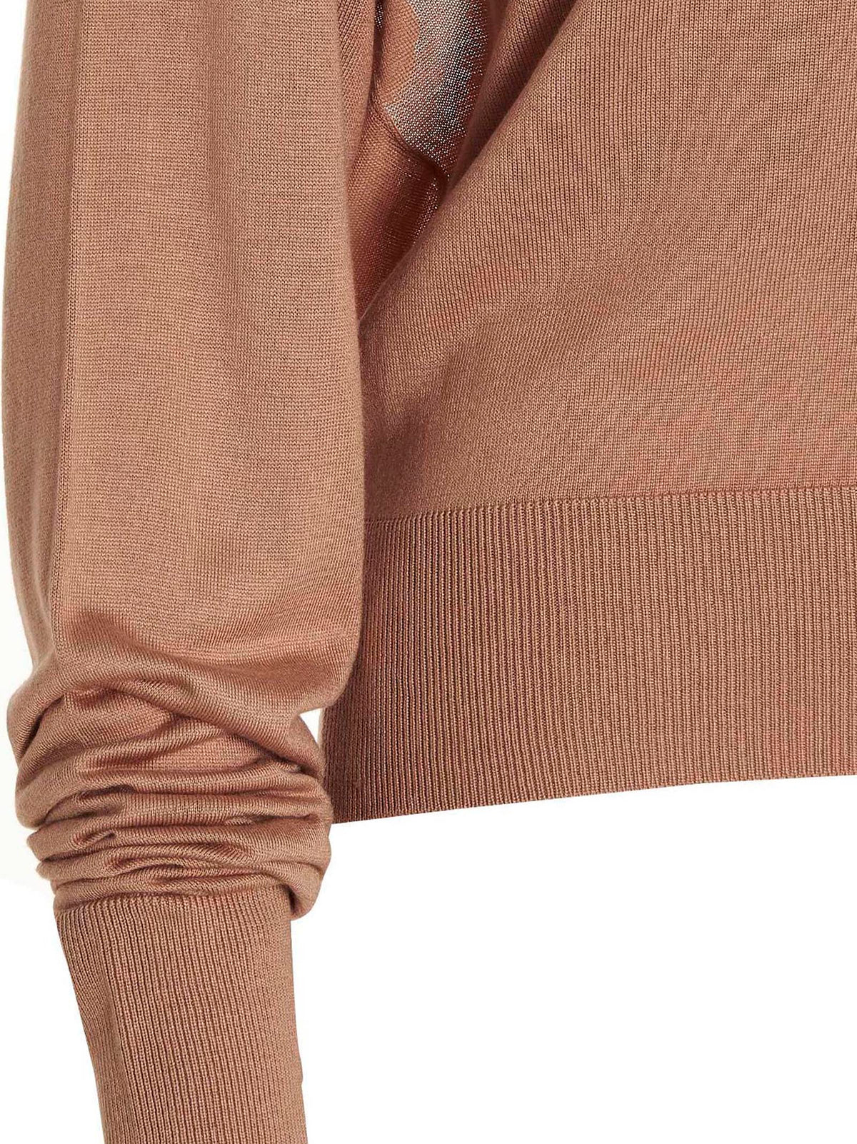 Ramael Silk Cut-Out Sweater — Beige