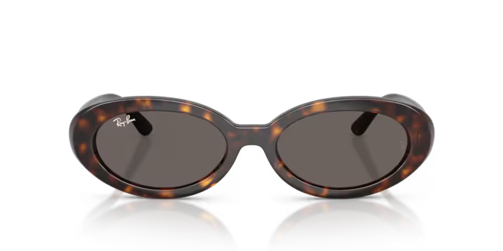 Ray-Ban RB2223902B1 Oval Havana Acetate Sunglasses — Brown