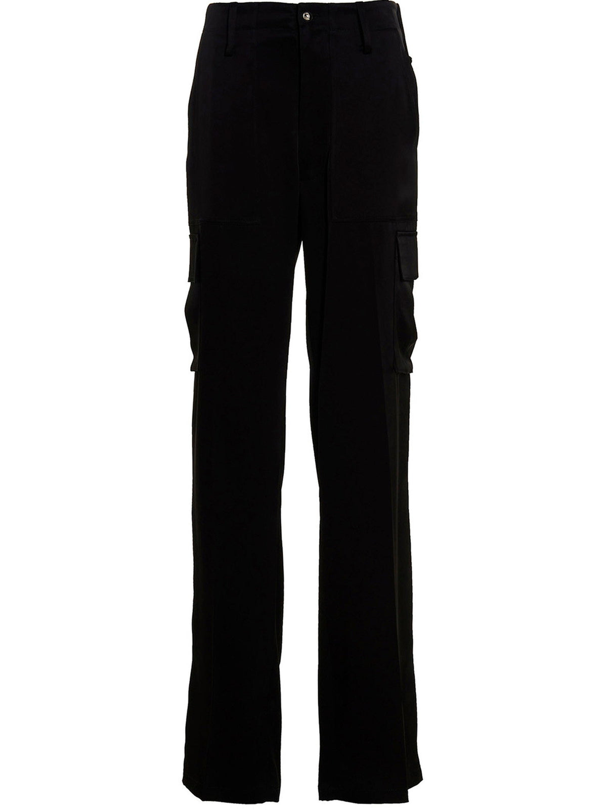 David Koma Satin Cargo Pants — Black