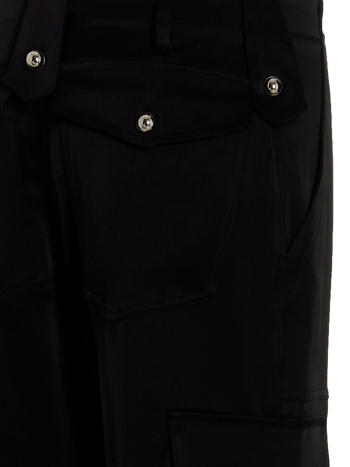 David Koma Satin Cargo Pants — Black