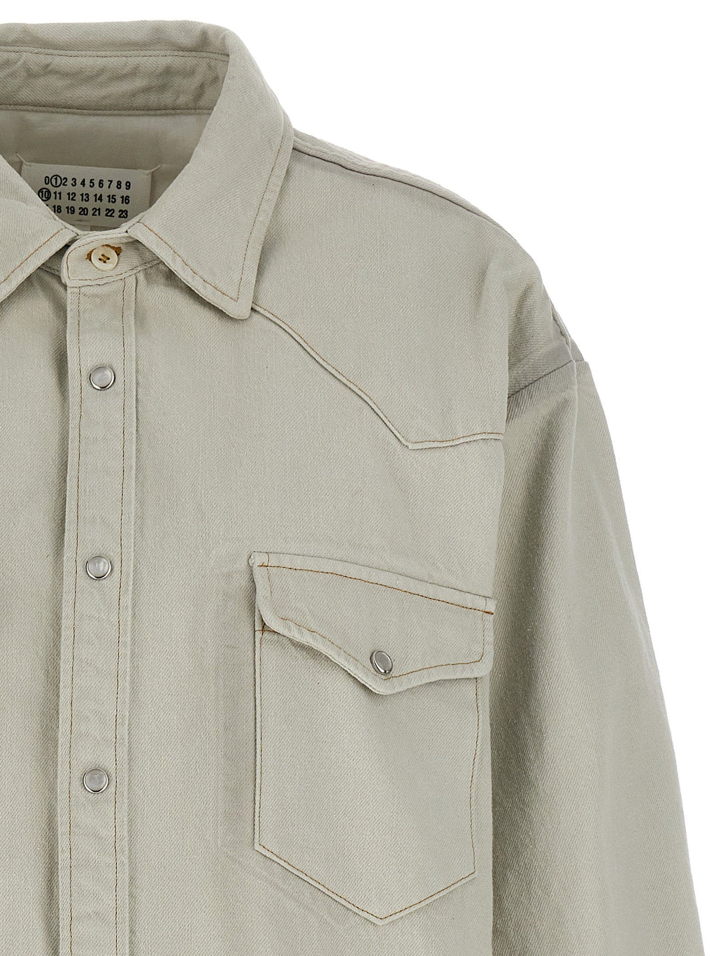 Maison Margiela Padded Cotton Denim Overshirt — Beige