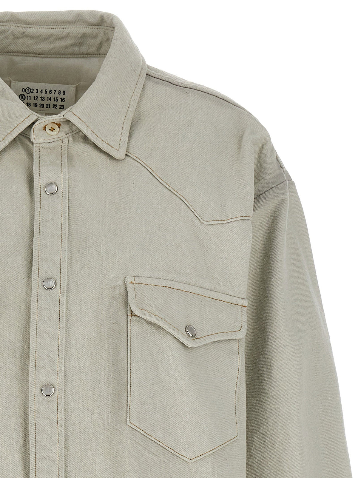 Maison Margiela Padded Cotton Denim Overshirt — Beige