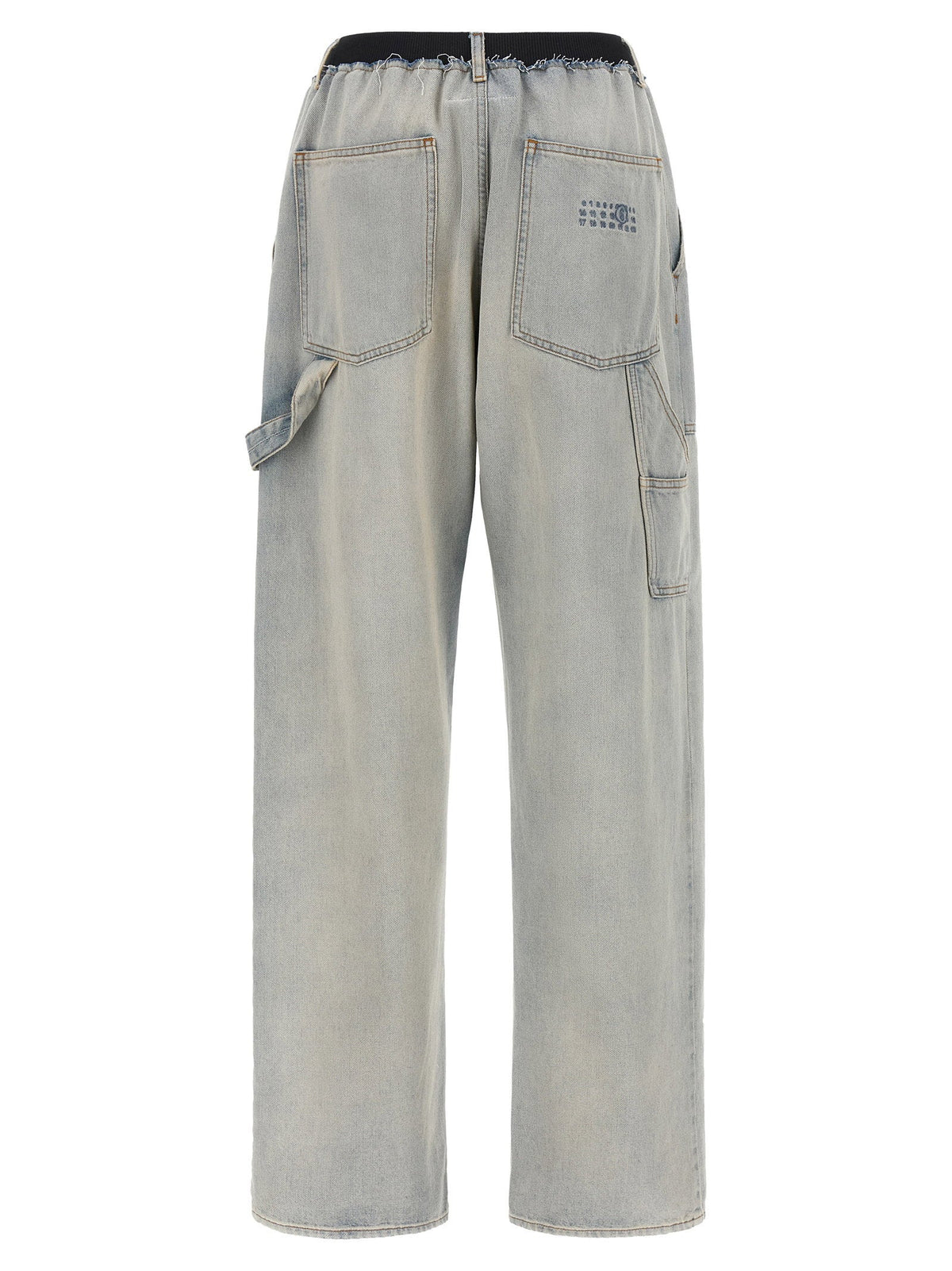 Mm6 Maison Margiela Double-Waist Cargo Denim Jeans — Light Blue