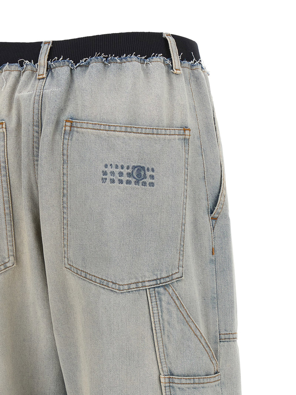Mm6 Maison Margiela Double-Waist Cargo Denim Jeans — Light Blue