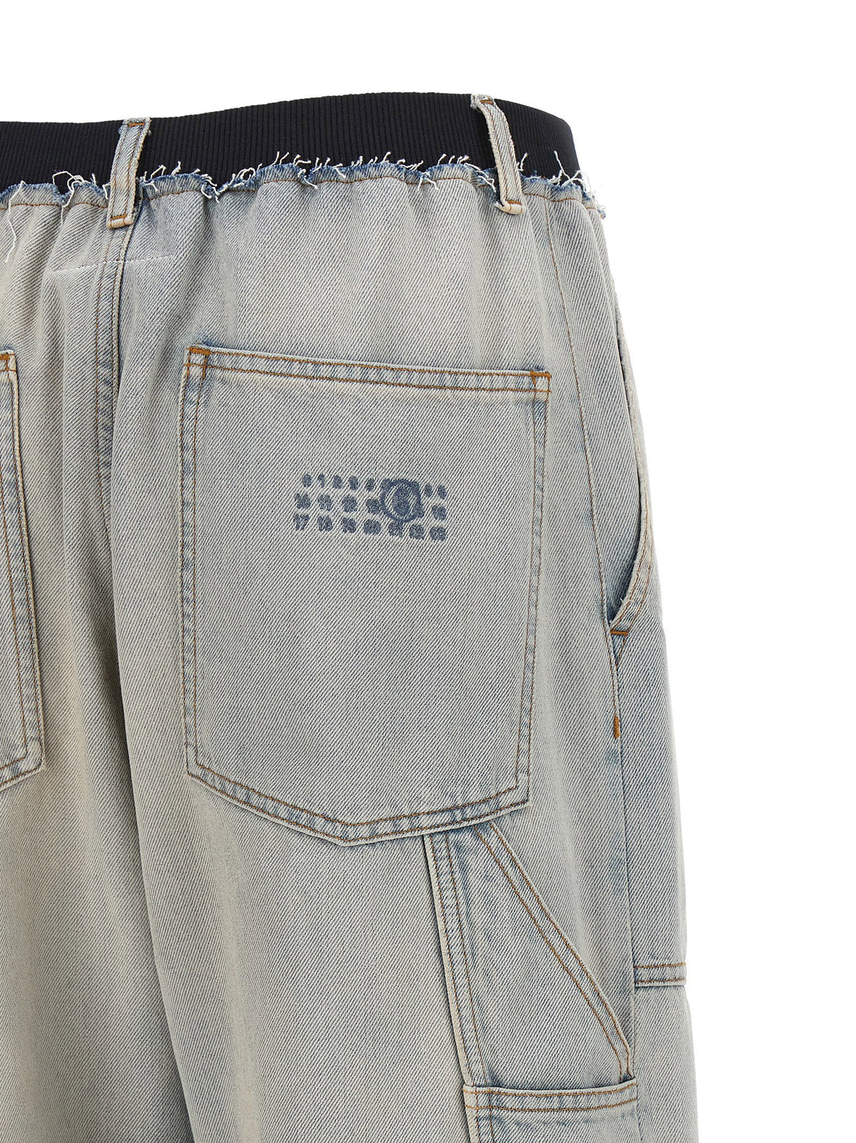 Mm6 Maison Margiela Double-Waist Cargo Denim Jeans — Light Blue