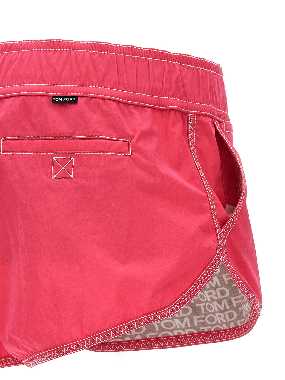 Tom Ford Logo Nylon Shorts — Red