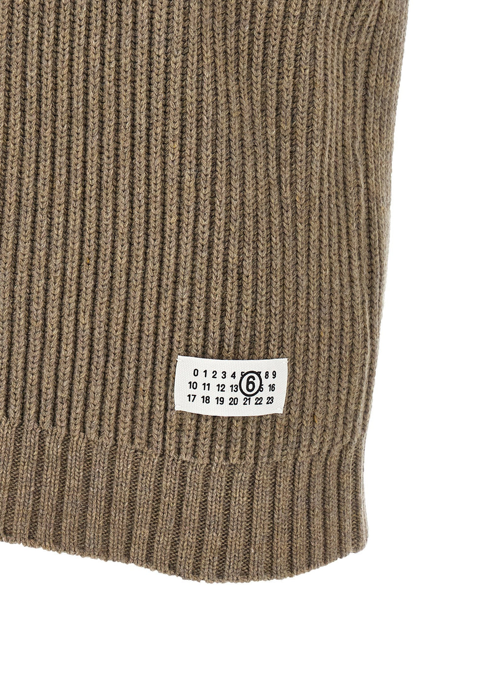 Mm6 Maison Margiela Ribbed Wool Blend with Frayed Edges Vest — Beige