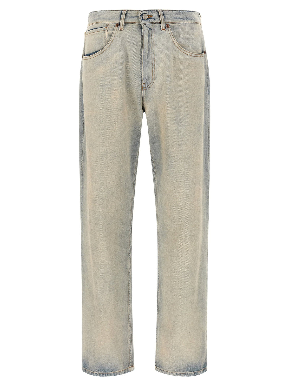 Mm6 Maison Margiela Numeric Signature Deconstructed Jeans — Blue