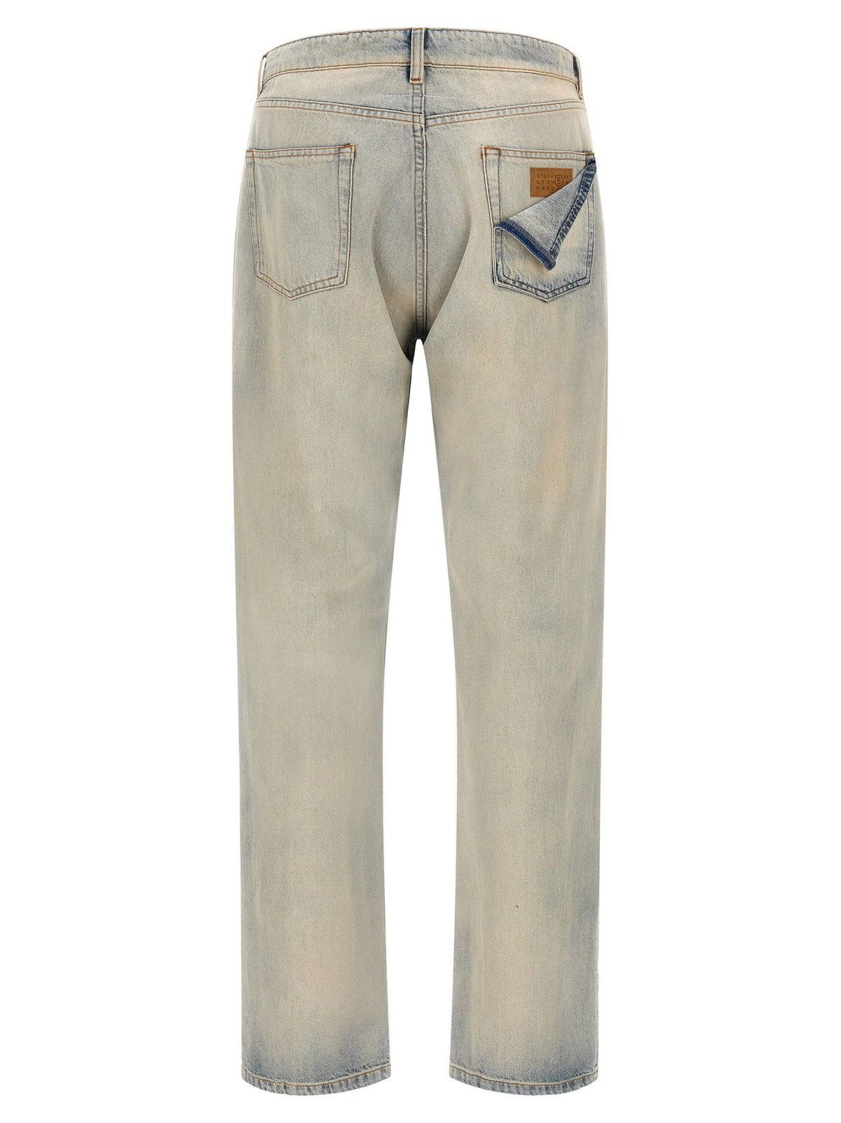 Mm6 Maison Margiela Numeric Signature Deconstructed Jeans — Blue