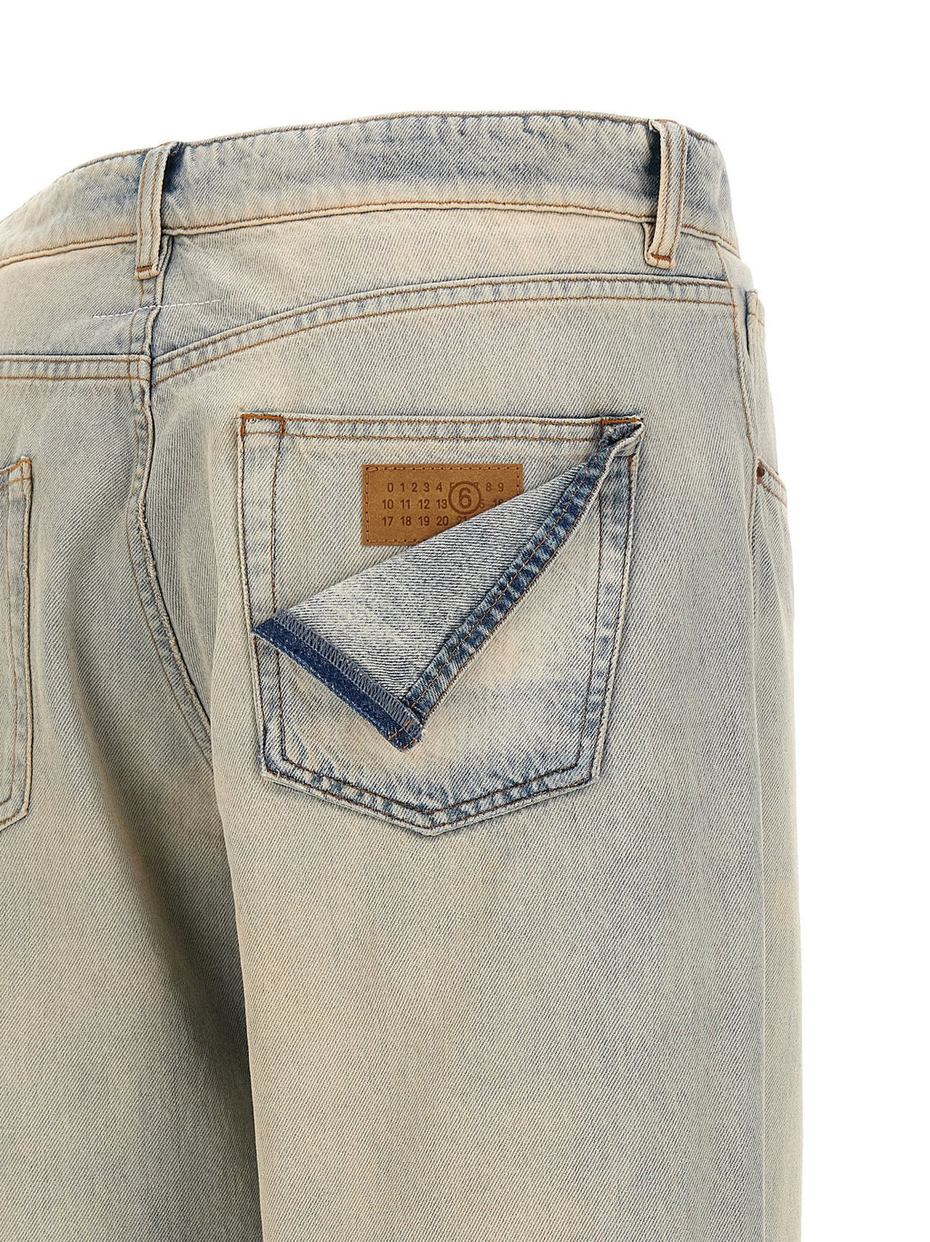 Mm6 Maison Margiela Numeric Signature Deconstructed Jeans — Blue