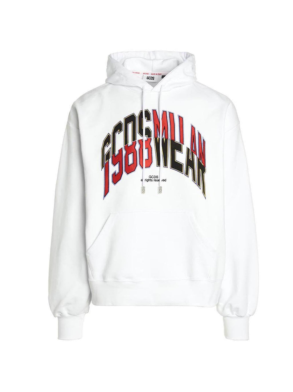 Gcds College Logo Print Hoodie — White